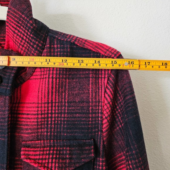 LEVI'S Women's Red & Black Plaid Wool Blend Zipper and Snap Button Jacket Sz S - Picture 11 of 16